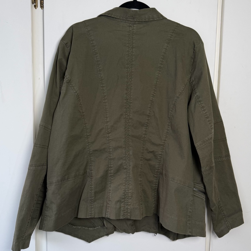 Sejour Olive Green Moto Utility Jacket Women's 22W Zip Front - Picture 9 of 14